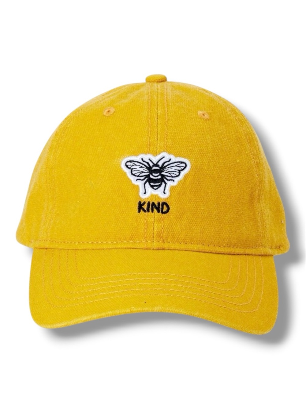 "Bee Kind" Autumn Gold Embroidered Washed Cotton Twill Baseball Hat - NWT